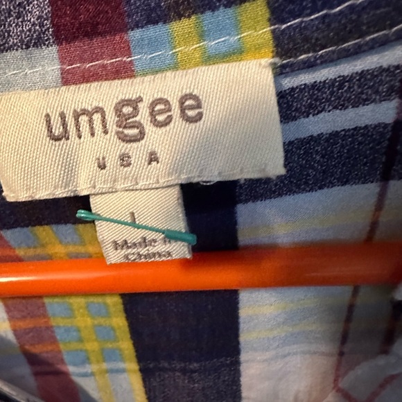 Umgee Multicolor Plaid Blouse with Lace Hem Large - Picture 3 of 3